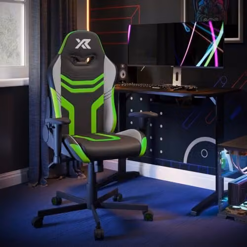 X Rocker Agility Compact Ergonomic Gaming Chair for Children in Black and Green