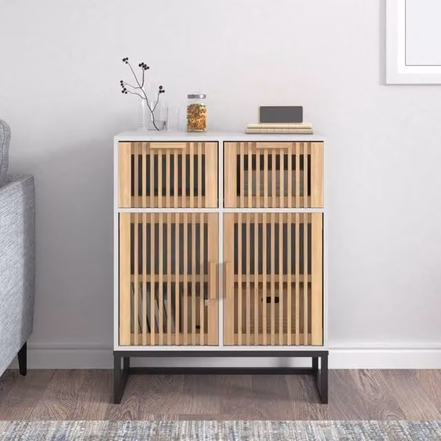Berkfield Home White Classic Sideboard in Engineered Wood, W/D/H: 60 x 30 x 75 cm