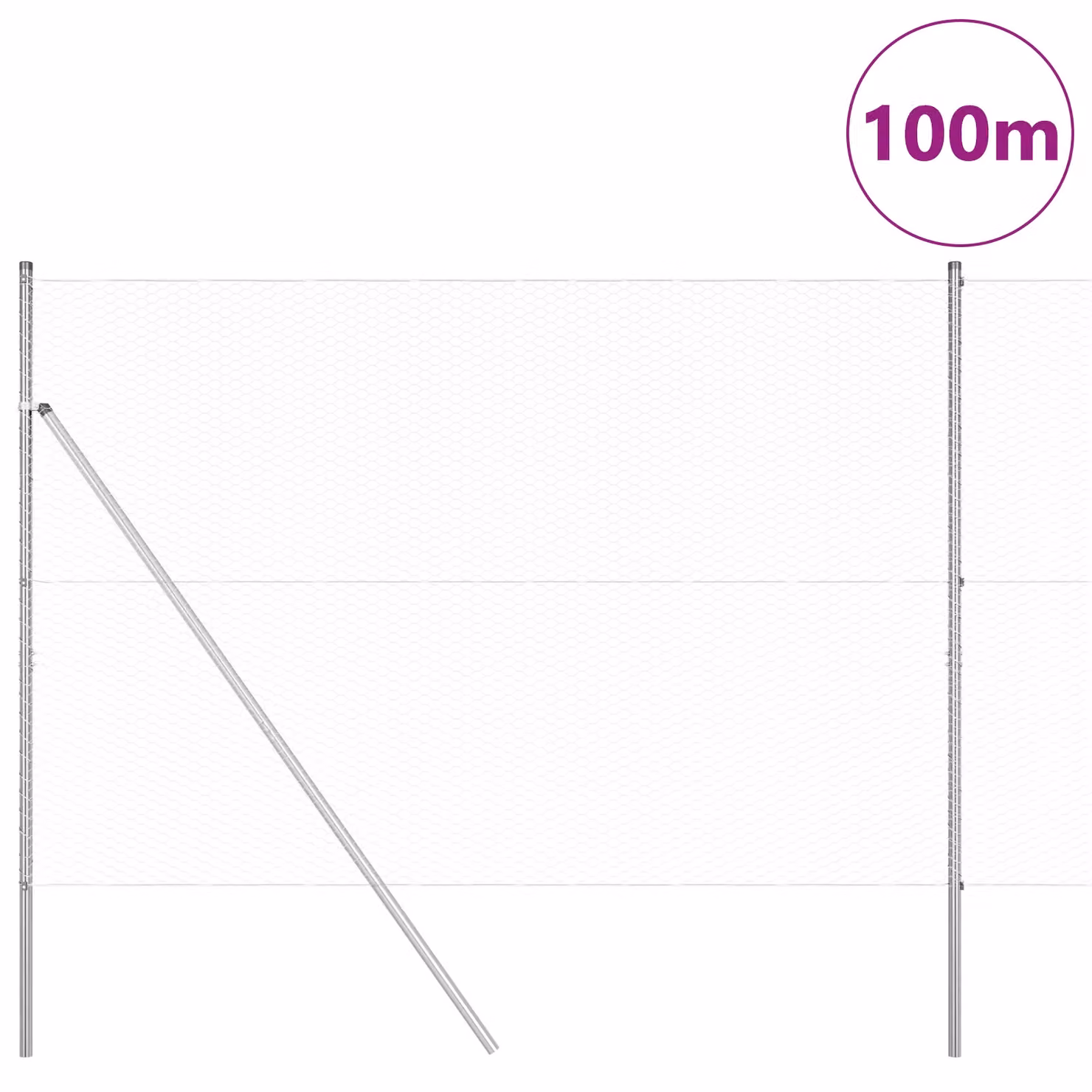 Berkfield Home Hexagon Fence in Silver Galvanised Steel, H: 1.5 m x W: 100 m – 2