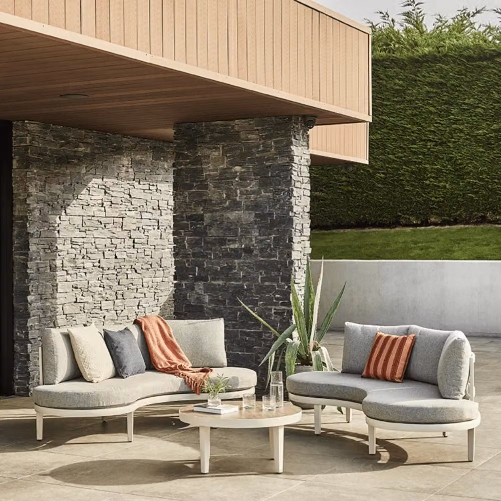 Atkin & Thyme Florence Double Sofa Lounge Set with Large Coffee Table in White and Grey
