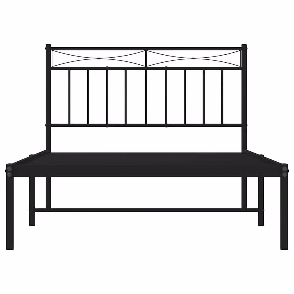 Berkfield Home Metal Bed Frame with Headboard in Black, W: 100 cm, L: 200 cm – 3