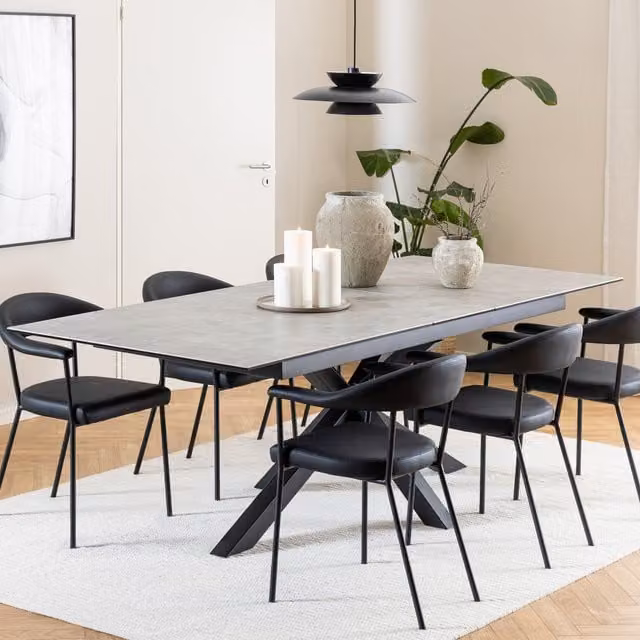 Furniture To Go Heaven Extendable Rectangular Dining Table with Matt Grey Ceramic Top