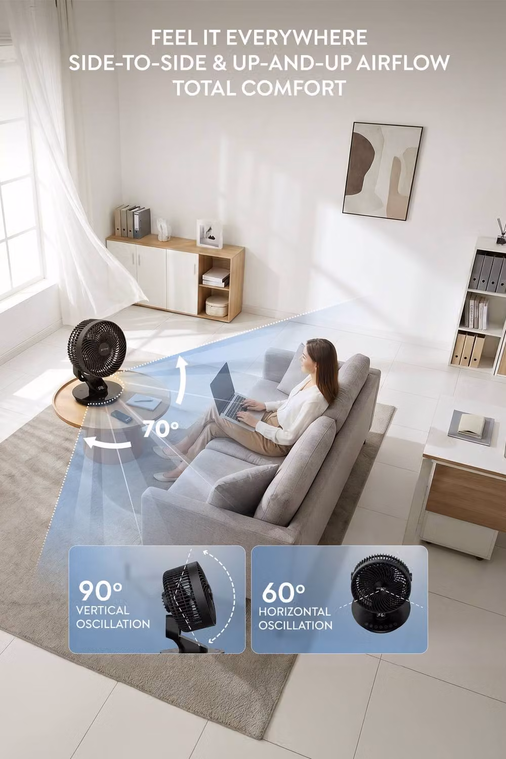 Air Pro 10 inch SmartVoice Desk Fan with Remote Control and 3D Oscillation in Black – 4