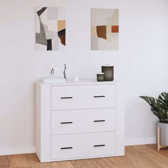 Berkfield Home White Modern Sideboard in Matt Engineered Wood, W/D/H: 80 x 33 x 70 cm