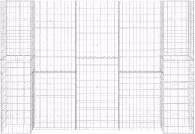 Berkfield Home H-Shaped Steel Wire Gabion Planter in Silver, W/D/H: 260 x 40 x 180 cm