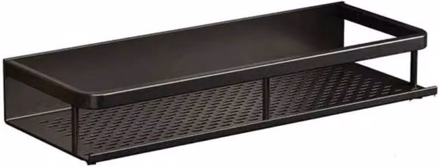 KORVIXA Wall-Mounted Black Metal Bathroom Storage Shelf – 1