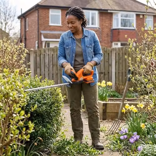 Ark Mat Cordless Reciprocating Hedge Trimmer with Rechargeable Battery and Charger, Orange, 57 cm Blade Length, 16 mm Teeth, 2.5 kg – 2