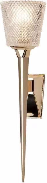 Loops LED Wall Light with Clear Cut Glass Shade in Polished Gold/Brass, IP44 Rated – 1