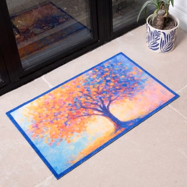 Artsy Mats Tree of Life Washable Non-Slip Indoor Doormat, Multicolour, W: 60 cm, D: 40 cm – 1