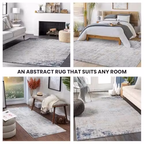 Livabliss Roma Abstract Modern Machine Woven Rug in Grey and Blue, W: 80 cm, L: 150 cm – 7