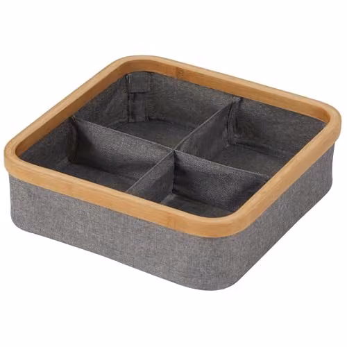 Showerdrape Cotswold Bamboo Storage Tray Organiser with 4 Compartments in Grey, H 9 cm x W 30 cm x D 30 cm – 3