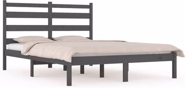 Berkfield Home Grey Solid Pine Wood Bed Frame 200 x 200 cm – 1