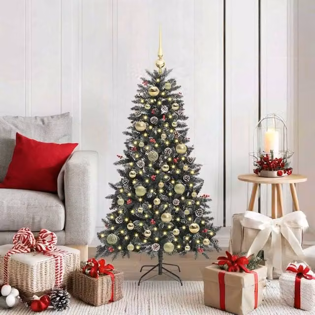 Berkfield Home Green Artificial Christmas Tree with 150 LEDs, W/D/H: 68 x 68 x 120 cm – 1