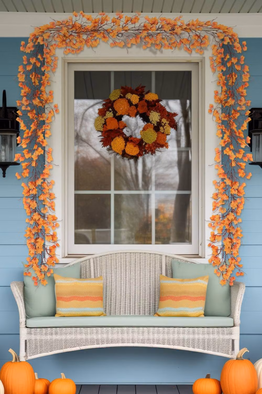 H&O Direct 2m Orange Artificial Autumn Maple Leaf Garland for Seasonal Home and Halloween Decoration – 2