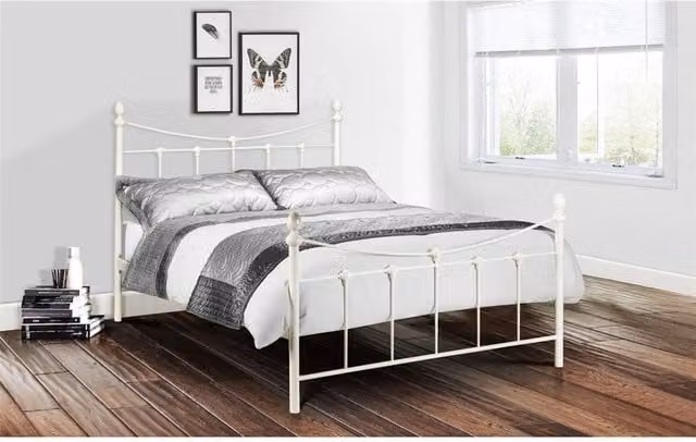 Ashfield Premium Metal Bed Frame in White, Single W/D/H: 90 x 190 cm