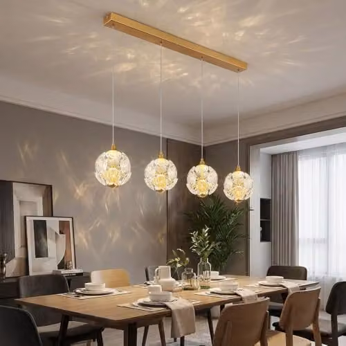 Globo Lighting Gold Metal and K9 Crystal LED Pendant Light, W/D/H: 93 x 15 x 150 cm – 3