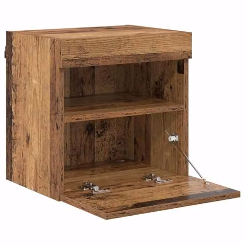 vidaXL Modern Wall-Mounted TV Cabinet in Brown with Integrated Lighting and Internal Shelves, W/D/H: 40 x 30 x 40 cm – 1