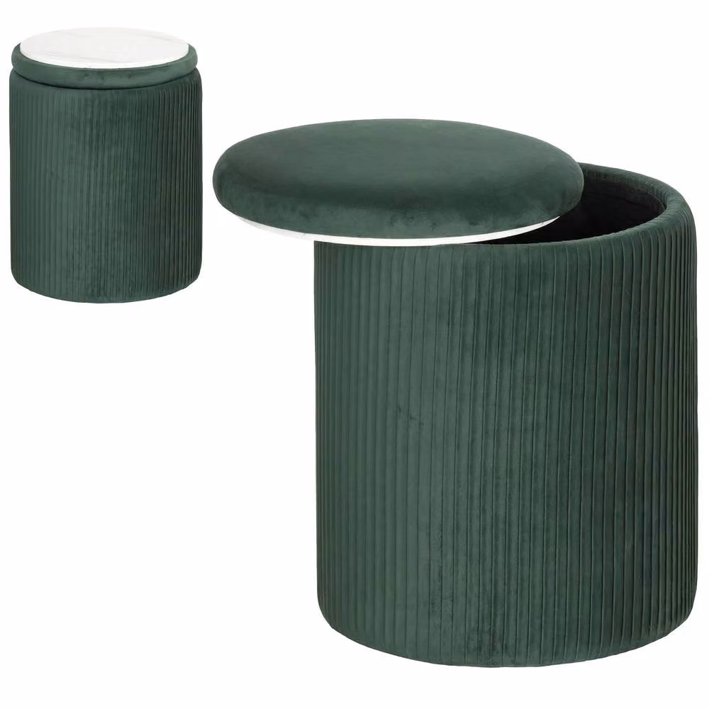 STILVORA Green Velvet Storage Ottoman with Coffee Table Lid – 3