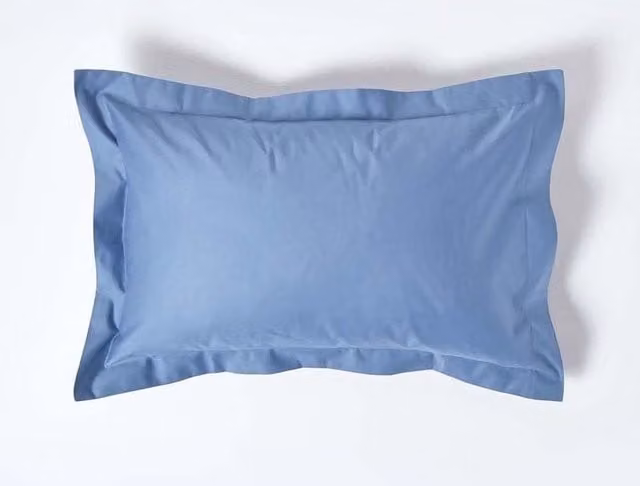 Homescapes Blue Egyptian Cotton Oxford Pillowcase, 1000 Thread Count, Mako Satin