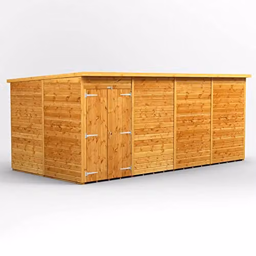 Powersheds Brown Pent Wooden Garden Shed with Double Doors and 12mm Timber, W: 489.57 cm, D: 240.4 cm, H: 260.4 cm – 1