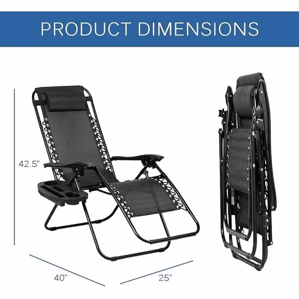 NESTLUNE Double Zero Gravity Reclining Chair in Black – 2