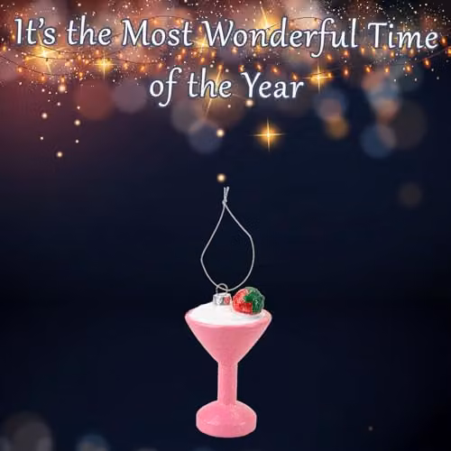 VFM e-Store Glitter Cocktail Christmas Tree Hanging Ornament in Red and Pink, W/D/H: 11 x 6.5 x 6.5 cm – 3
