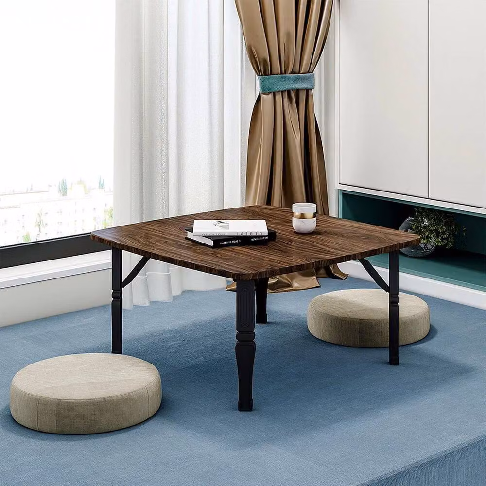 FORGEVIO Large Foldable Japanese Coffee Table in Brown, W/D/H: 80 x 80 x 35 cm – 2