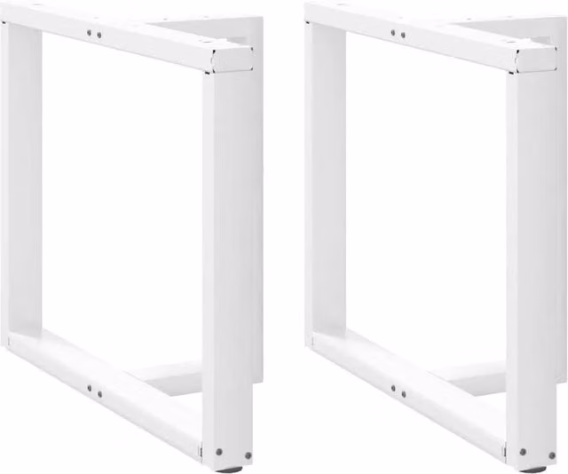 Berkfield Home T-Shaped Dining Table Legs, 2 Piece Set, White Steel, W/D/H: 100 x 35 x 72.5 cm