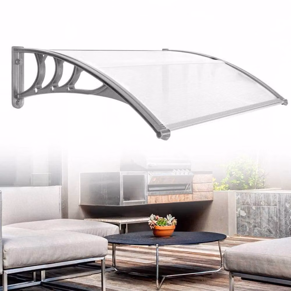 Kelvenix White Over Door Canopy Porch Awning Shelter with Polycarbonate Rain Cover – 2
