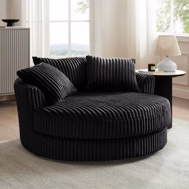 Home Detail Sky Corduroy Swivel Loveseat in Black – 2