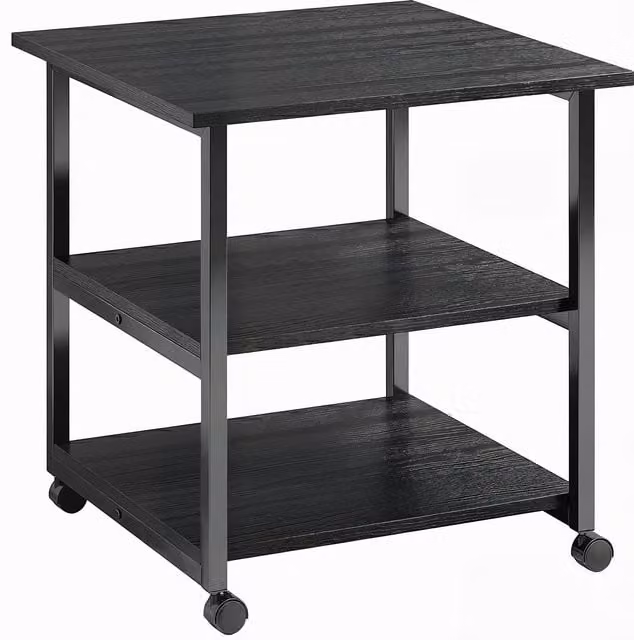 HOMCOM 3-Tier Mobile Printer Stand with Storage Shelf in Black, W/D/H: 50 x 50 x 52.5 cm