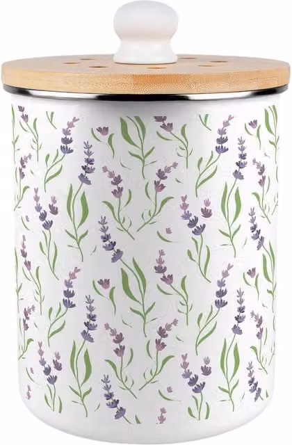 Purely Home Wispy Lavender Food Waste Caddy, 2L Metal Enamel Compost Bin with Flip Lid, Purple