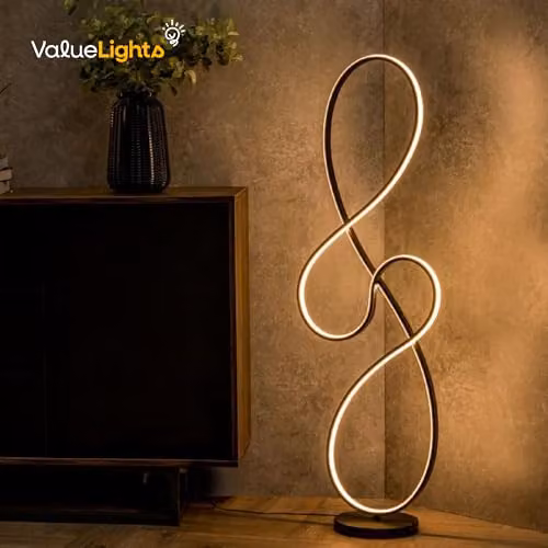 ValueLights Matt Black Swirl LED Floor Lamp – 2