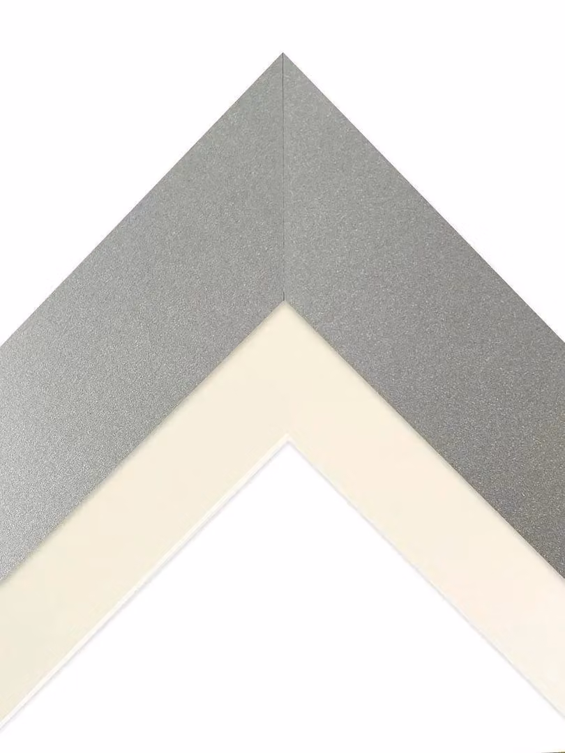 Frames & Mirrors 4U Metro Single Rectangular Picture Frame in Light Grey with Ivory Mount for A2 Images – 2
