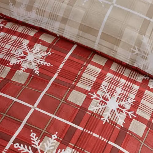 Catherine Lansfield Christmas Scandi Check Reversible Duvet Cover and Pillowcase Set, Red, W/D/H: 135 x 200 cm – 3