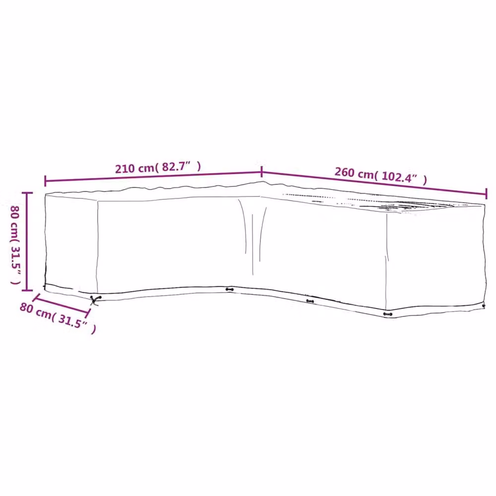 Berkfield Home L-Shaped Garden Furniture Covers, 2 Pack, Black, W/D/H: 260 x 260 x 80 cm – 6