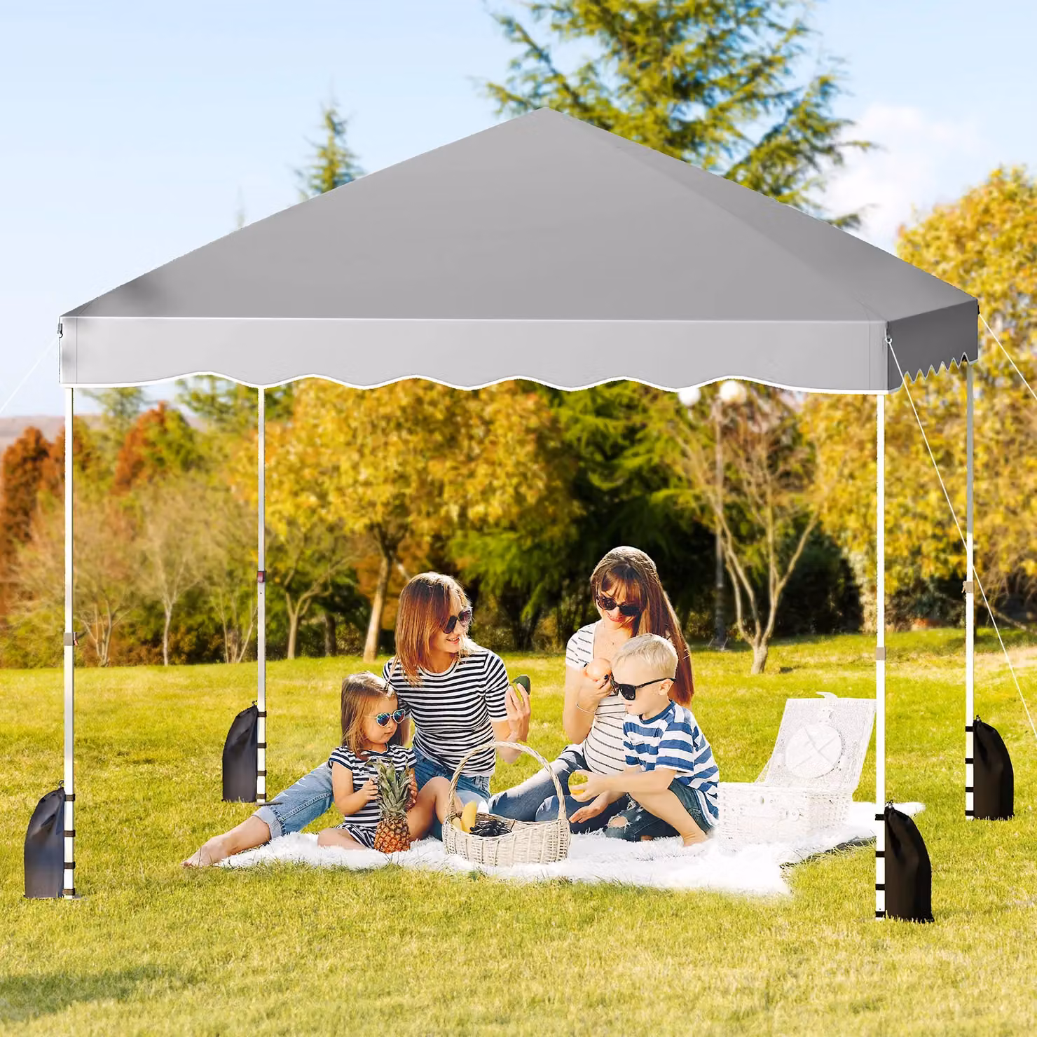 Costway Pop up Canopy Tent Portable Foldable Patio Shelter, Grey/Silver, W: 300 cm, D: 300 cm, H: 266 cm – 3