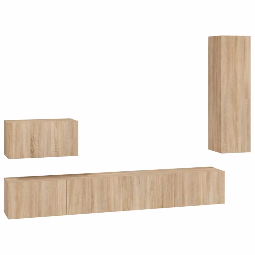 Berkfield Home 4 Piece Sonoma Oak TV Cabinet Set in Brown – 2