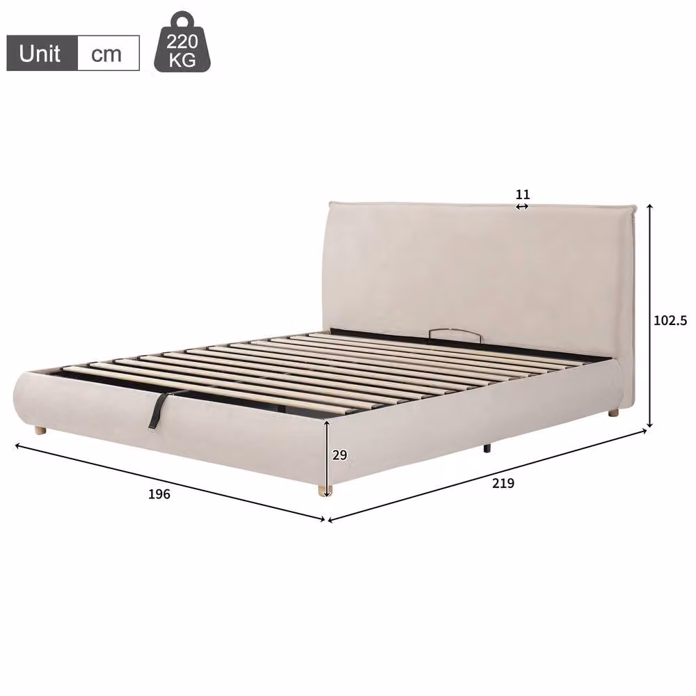 Matteo Cream Velvet Super King Ottoman Storage Bed Frame – 2