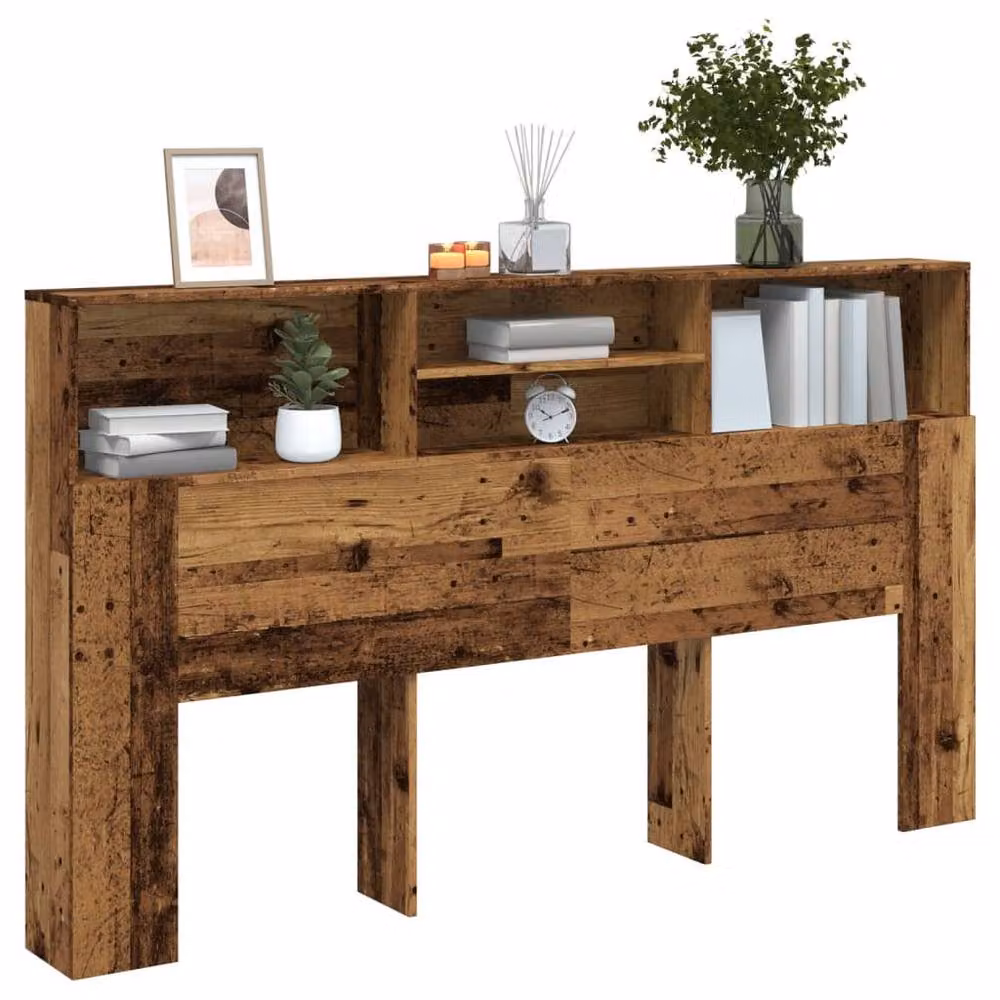 Berkfield Home Headboard Cabinet in Old Wood Brown, W/D/H: 180 x 19 x 103.5 cm – 2