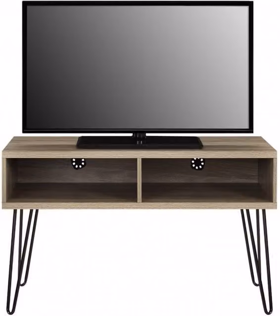Dorel Home Owen Retro Oak TV Stand with Shelves in Brown