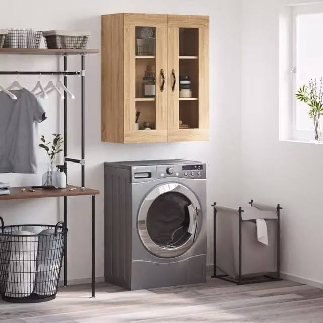 Berkfield Home Wall Mounted Cabinet in Sonoma Oak, Brown, W/D/H: 69.5 x 34 x 90 cm