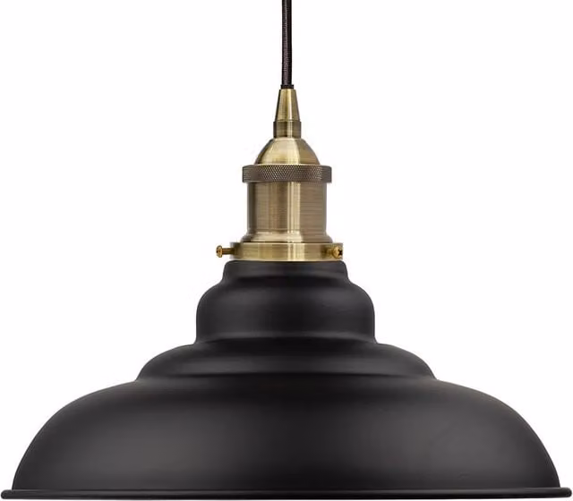 SE Home St Edmund's Round Suspended Pendant Light in Matt Black and Antique Brass – 1