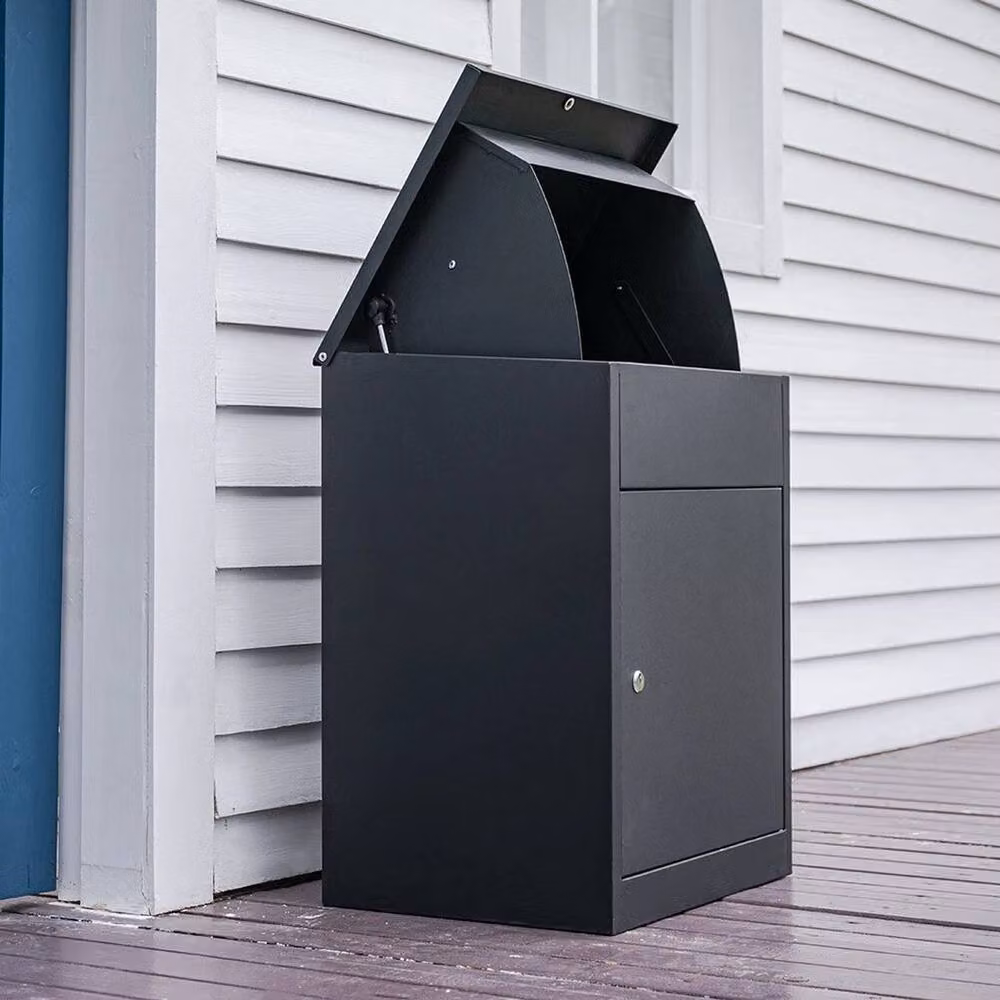 SPETLEK Black Large Lockable Weatherproof Outdoor Secure Parcel Drop Box made of Galvanised Steel – 3