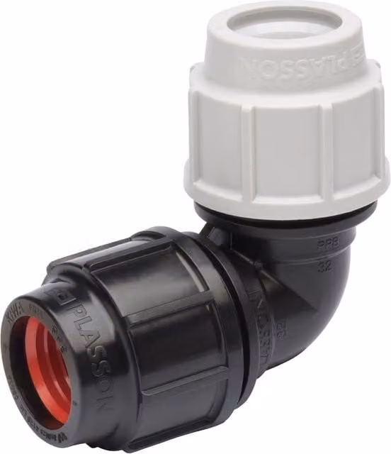 Plasson Grey Plastic Pipe Fitting 20mm x 1/2" 90 Degree Elbow PL0705M0020005