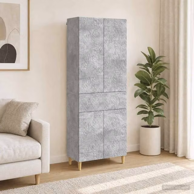 Berkfield Home 2-Piece Modern Grey Concrete Engineered Wood Cabinet Set with Hinged Doors and Internal Shelves