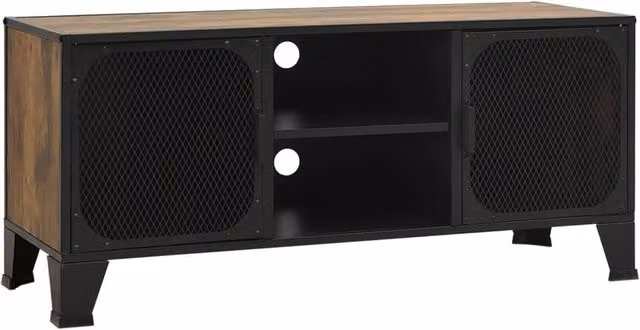 Berkfield Home Industrial TV Cabinet in Rustic Brown, Metal and MDF, W/D/H: 105 x 36 x 47 cm