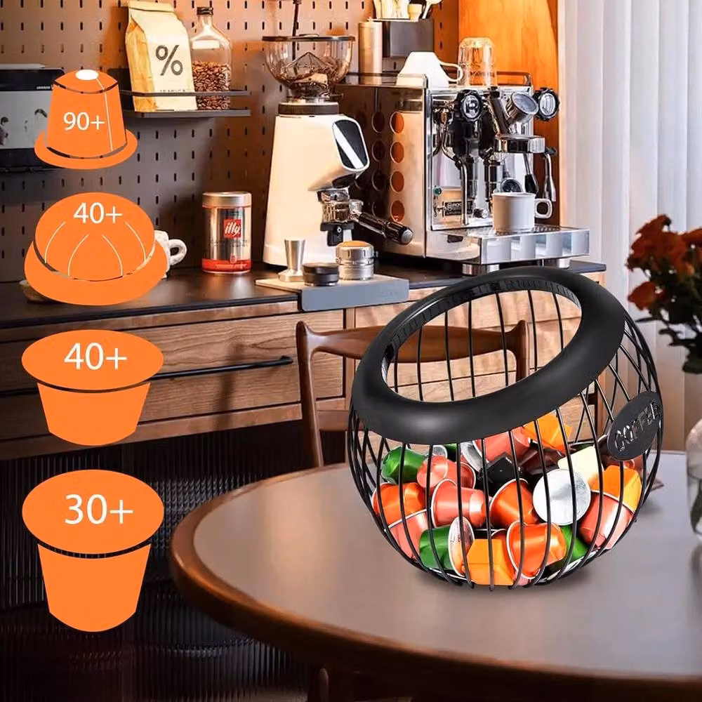 FLAVORA Black Large Capacity Coffee Pod Holder Basket Organiser – 5