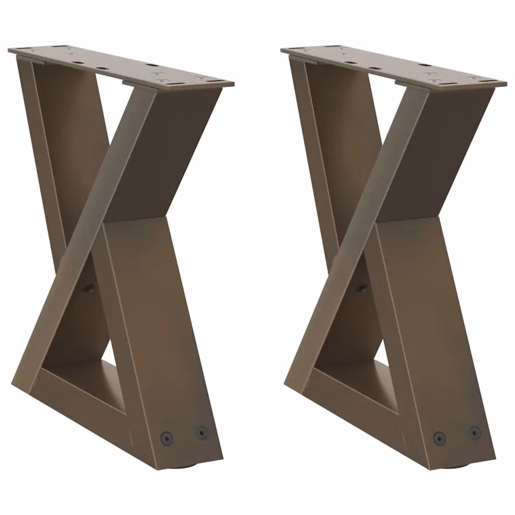Berkfield Home Steel Coffee Table Legs, 2 Pieces, Brown, W/D/H: 30 x 30 x 30 cm – 2