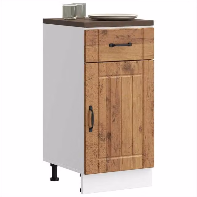 Berkfield Home Lucca Kitchen Base Cabinet in Old Wood Brown, W/D/H: 81.5 x 40.0 x 46.0 cm – 1